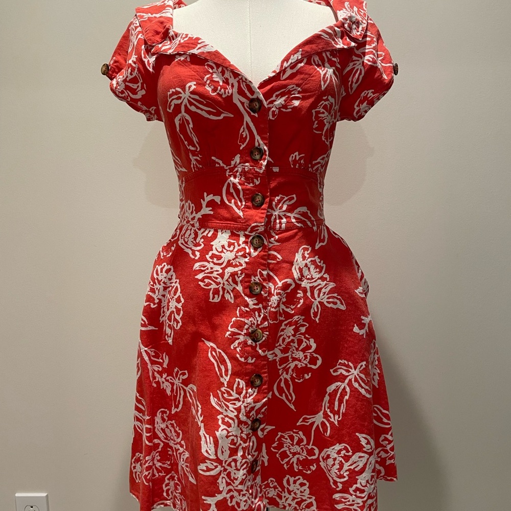 Free People Red and White Floral Mini Dress